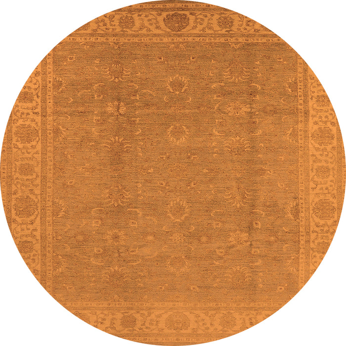 Round Machine Washable Oriental Orange Traditional Area Rugs, wshurb1330org