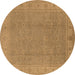 Round Oriental Brown Traditional Rug, urb1330brn