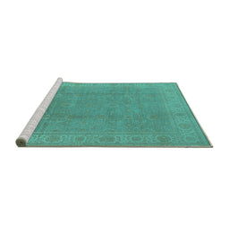 Sideview of Machine Washable Oriental Turquoise Traditional Area Rugs, wshurb1330turq