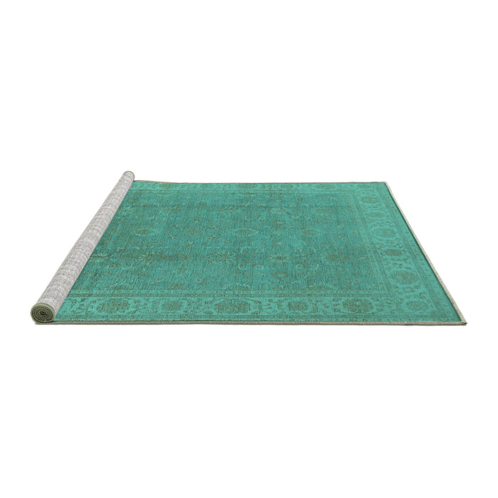 Sideview of Machine Washable Oriental Turquoise Traditional Area Rugs, wshurb1330turq