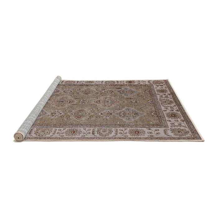 Sideview of Machine Washable Industrial Modern Khaki Rose Pink Rug, wshurb1331