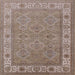 Square Mid-Century Modern Khaki Rose Pink Oriental Rug, urb1331