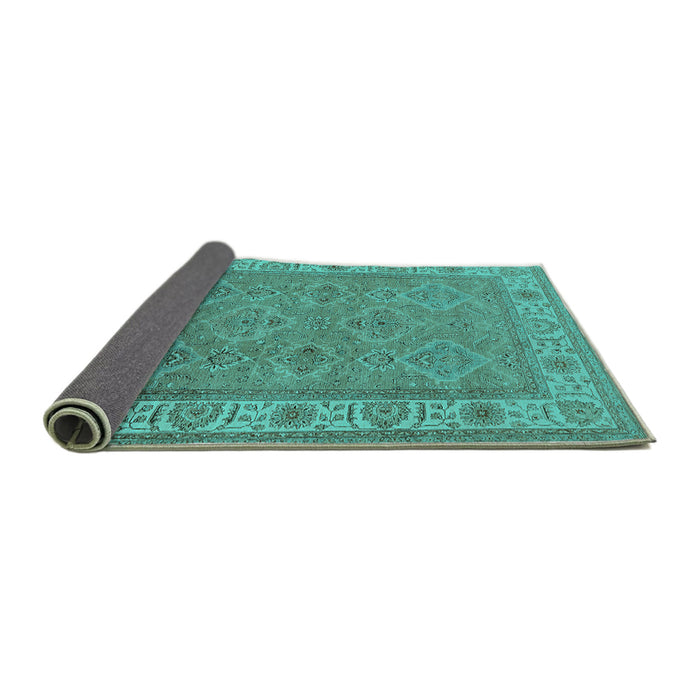 Sideview of Oriental Turquoise Traditional Rug, urb1331turq