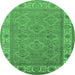 Round Oriental Emerald Green Traditional Rug, urb1331emgrn