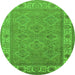 Round Oriental Green Traditional Rug, urb1331grn