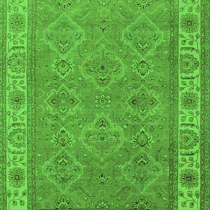 Machine Washable Oriental Green Traditional Area Rugs, wshurb1331grn