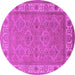 Round Oriental Pink Traditional Rug, urb1331pnk