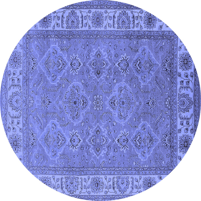 Round Oriental Blue Traditional Rug, urb1331blu