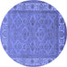 Round Oriental Blue Traditional Rug, urb1331blu