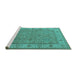 Sideview of Machine Washable Oriental Turquoise Traditional Area Rugs, wshurb1331turq