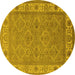 Round Oriental Yellow Traditional Rug, urb1331yw