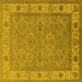 Square Machine Washable Oriental Yellow Traditional Rug, wshurb1331yw