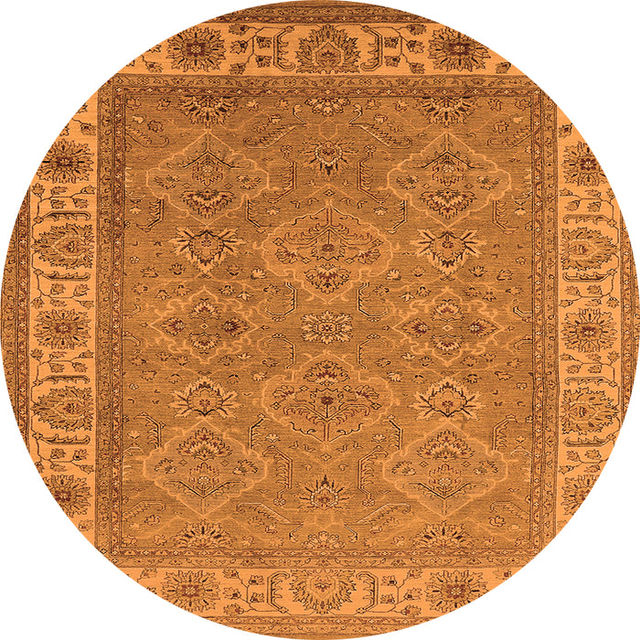Round Oriental Orange Traditional Rug, urb1331org