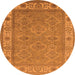 Round Oriental Orange Traditional Rug, urb1331org