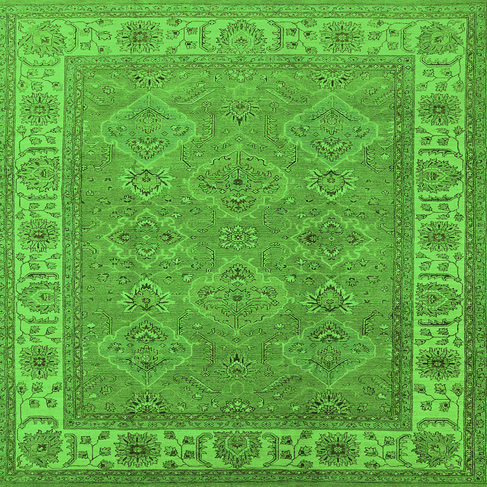 Square Machine Washable Oriental Green Traditional Area Rugs, wshurb1331grn