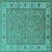 Square Oriental Turquoise Traditional Rug, urb1331turq