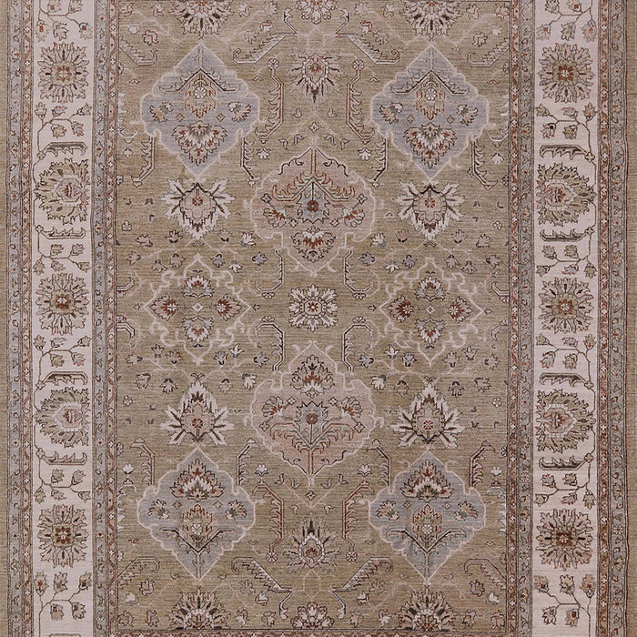 Mid-Century Modern Khaki Rose Pink Oriental Rug, urb1331