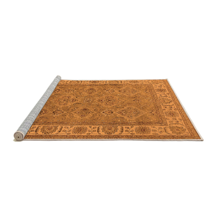 Sideview of Machine Washable Oriental Orange Traditional Area Rugs, wshurb1331org