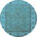 Round Oriental Light Blue Traditional Rug, urb1331lblu