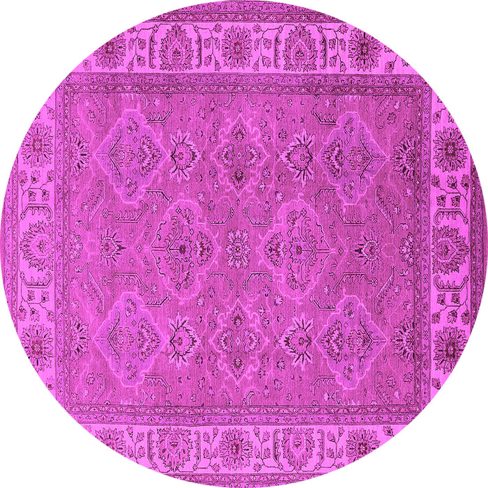 Round Machine Washable Oriental Pink Traditional Rug, wshurb1331pnk