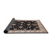 Sideview of Mid-Century Modern Charcoal Black Oriental Rug, urb1332