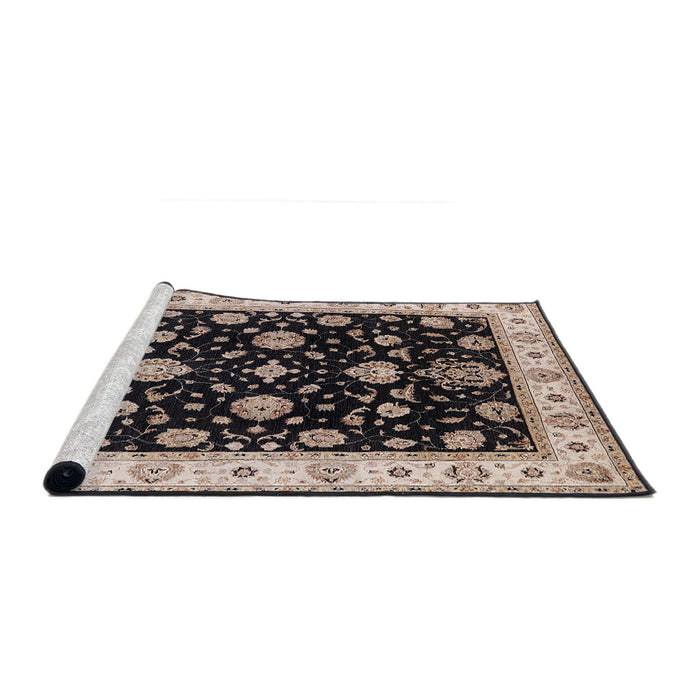 Sideview of Machine Washable Industrial Modern Charcoal Black Rug, wshurb1332