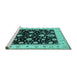 Sideview of Machine Washable Oriental Turquoise Traditional Area Rugs, wshurb1332turq
