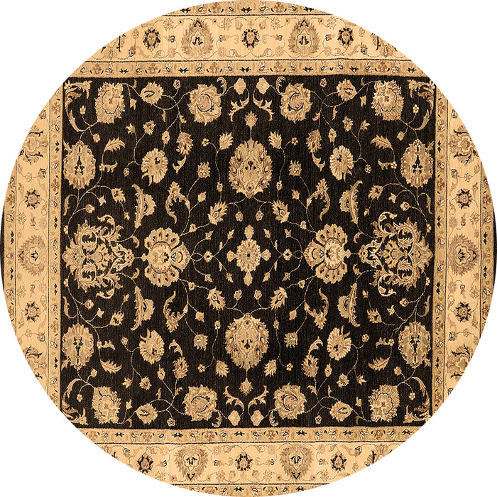 Round Oriental Brown Traditional Rug, urb1332brn