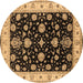 Round Oriental Brown Traditional Rug, urb1332brn