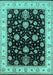 Machine Washable Oriental Turquoise Traditional Area Rugs, wshurb1332turq