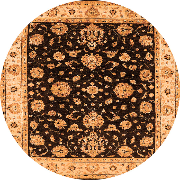 Round Oriental Orange Traditional Rug, urb1332org