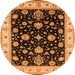 Round Oriental Orange Traditional Rug, urb1332org