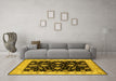 Machine Washable Oriental Yellow Traditional Rug in a Living Room, wshurb1332yw