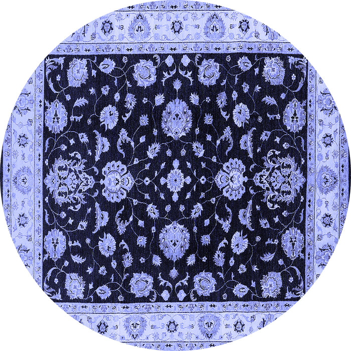 Round Oriental Blue Traditional Rug, urb1332blu