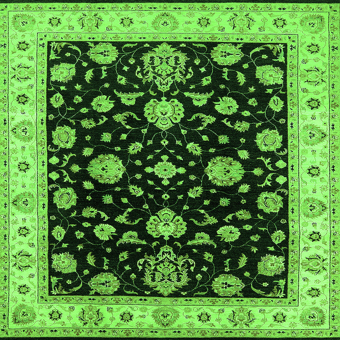 Square Oriental Green Traditional Rug, urb1332grn