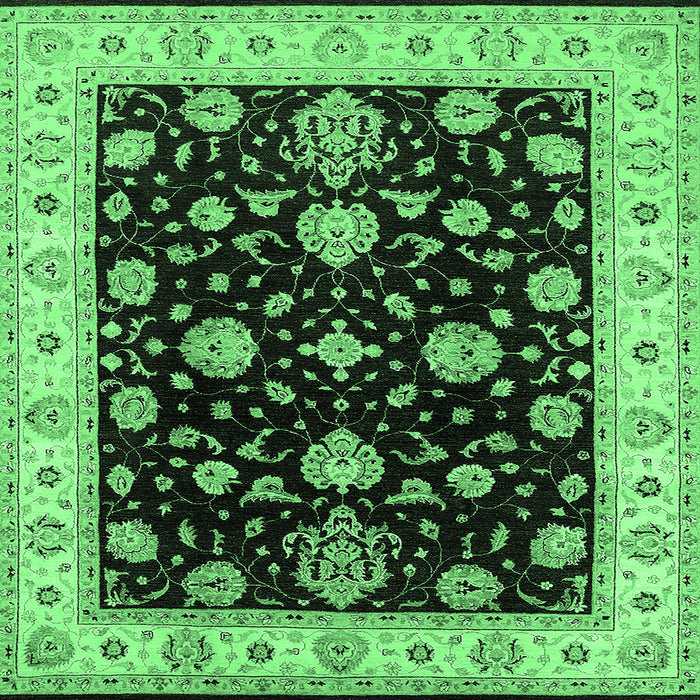 Square Oriental Emerald Green Traditional Rug, urb1332emgrn