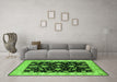 Machine Washable Oriental Green Traditional Area Rugs in a Living Room,, wshurb1332grn