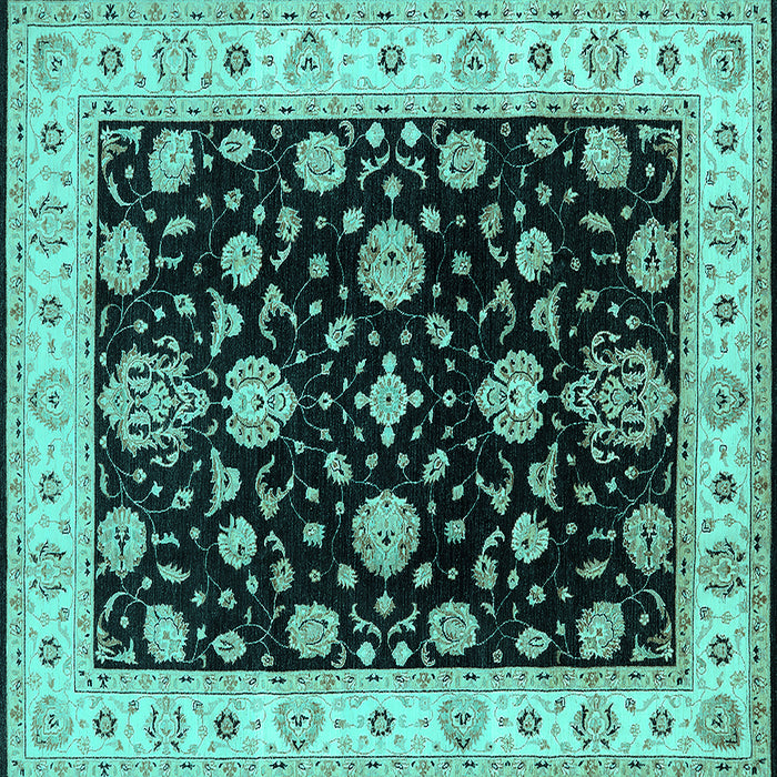 Square Oriental Turquoise Traditional Rug, urb1332turq