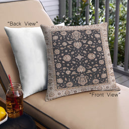 Front View of Mid-Century Modern Urban Square Charcoal Black Throw Pillow, 18 inch by 18 inch, pwurb1332