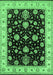 Machine Washable Oriental Emerald Green Traditional Area Rugs, wshurb1332emgrn