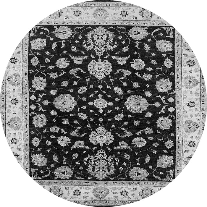 Round Oriental Gray Traditional Rug, urb1332gry