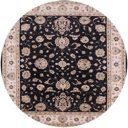 Round Machine Washable Industrial Modern Charcoal Black Rug, wshurb1332