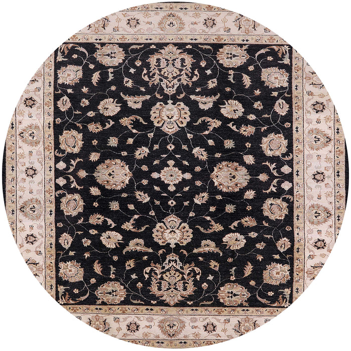 Round Machine Washable Industrial Modern Charcoal Black Rug, wshurb1332