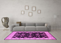 Machine Washable Oriental Pink Traditional Rug, wshurb1332pnk