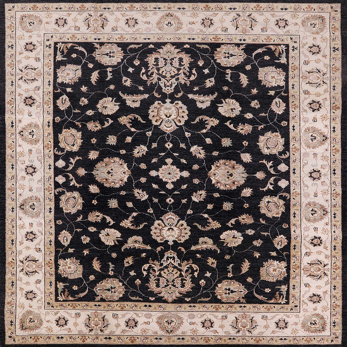 Square Mid-Century Modern Charcoal Black Oriental Rug, urb1332