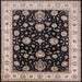 Square Mid-Century Modern Charcoal Black Oriental Rug, urb1332