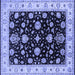 Square Machine Washable Oriental Blue Traditional Rug, wshurb1332blu