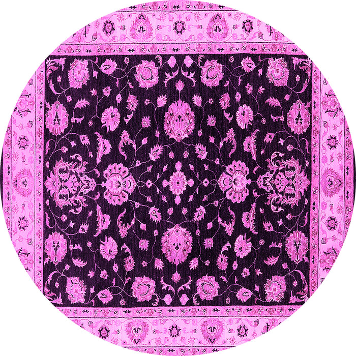 Round Machine Washable Oriental Pink Traditional Rug, wshurb1332pnk