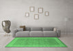 Machine Washable Oriental Emerald Green Industrial Area Rugs in a Living Room,, wshurb1333emgrn