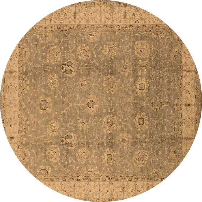 Round Machine Washable Oriental Brown Industrial Rug, wshurb1333brn